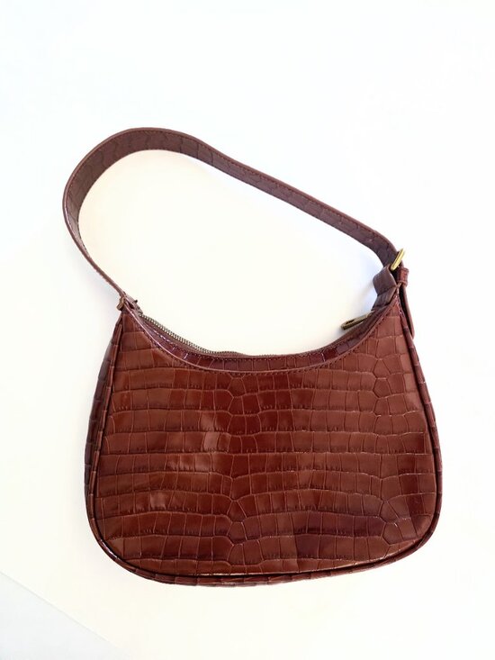 J. Crew Handbags - J.Crew Copenhagen Croc-Embossed Cowhide Leather Shoulder Bag Brown - Like New